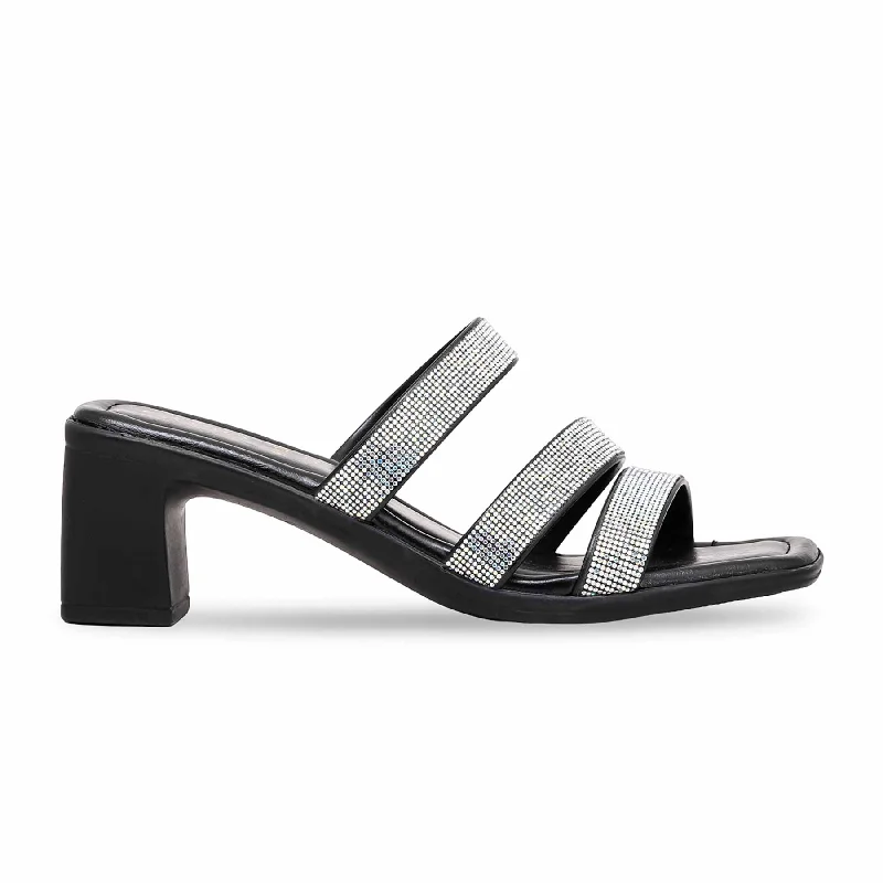 Leather men's slippers with a mule style Black Formal Slipper PU0245