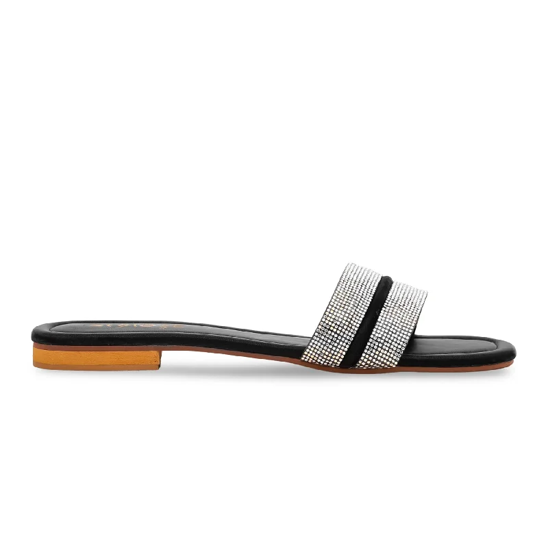 Men's slippers with a padded collar for comfort Black Fancy Slipper FN7701