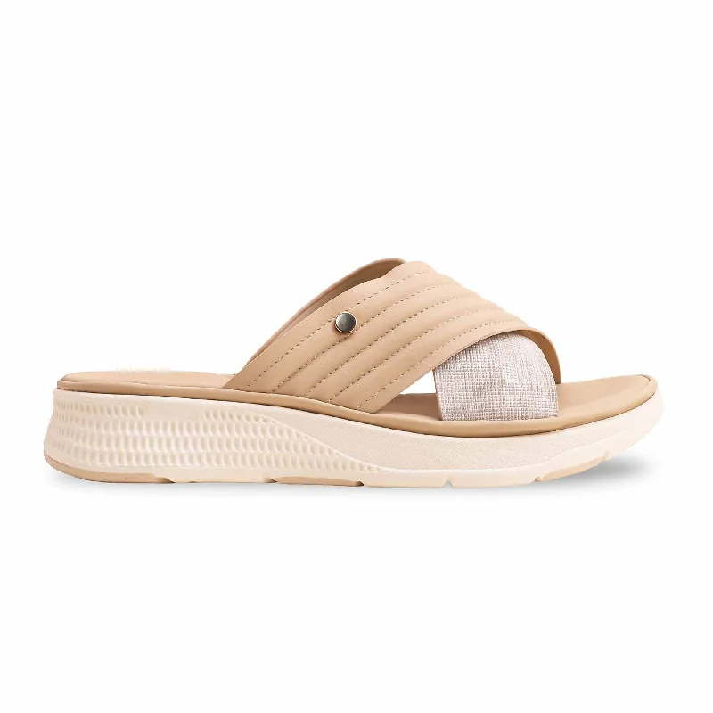 Men's slippers with a shock - absorbing midsole Beige Formal Slipper PU0361