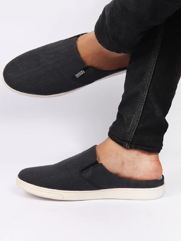 Men's casual shoes with a padded heel for comfort Men Navy Blue Casual Back Open Canvas Stylish Slip On Shoes Men's casual shoes with a padded heel for comfort Men Navy Blue Casual Back Open Canvas Stylish Slip On Shoes
