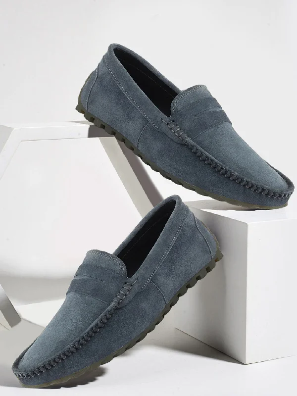 Men's casual shoes with a floral print for a unique style Men Grey Suede Leather Side Stitched Slip On Driving Loafers and Mocassin Men's casual shoes with a floral print for a unique style Men Grey Suede Leather Side Stitched Slip On Driving Loafers and Mocassin