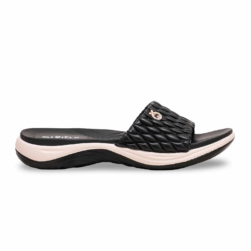 Men's slippers with a leather sole for a classic look Black Formal Slipper PU0350