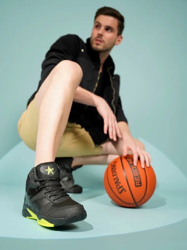 Men's casual shoes with a metallic trim Men Black High Top Colorblocked Chunky Classic Lace Up Sneakers|Breathable Basketball Shoes with Memory Cushion|Anti Skid Comfort Grip Sole Men's casual shoes with a metallic trim Men Black High Top Colorblocked Chunky Classic Lace Up Sneakers|Breathable Basketball Shoes with Memory Cushion|Anti Skid Comfort Grip Sole
