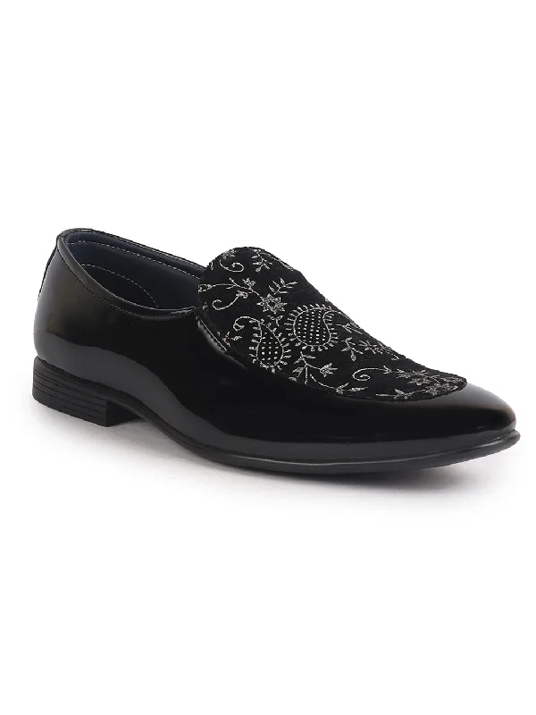 Men's casual shoes with a metallic trim Men Black Velvet Patent Leather Floral Print Classic Party Slip On Shoes|Wedding Shoes|Lightweight Shoes Men's casual shoes with a metallic trim Men Black Velvet Patent Leather Floral Print Classic Party Slip On Shoes|Wedding Shoes|Lightweight Shoes