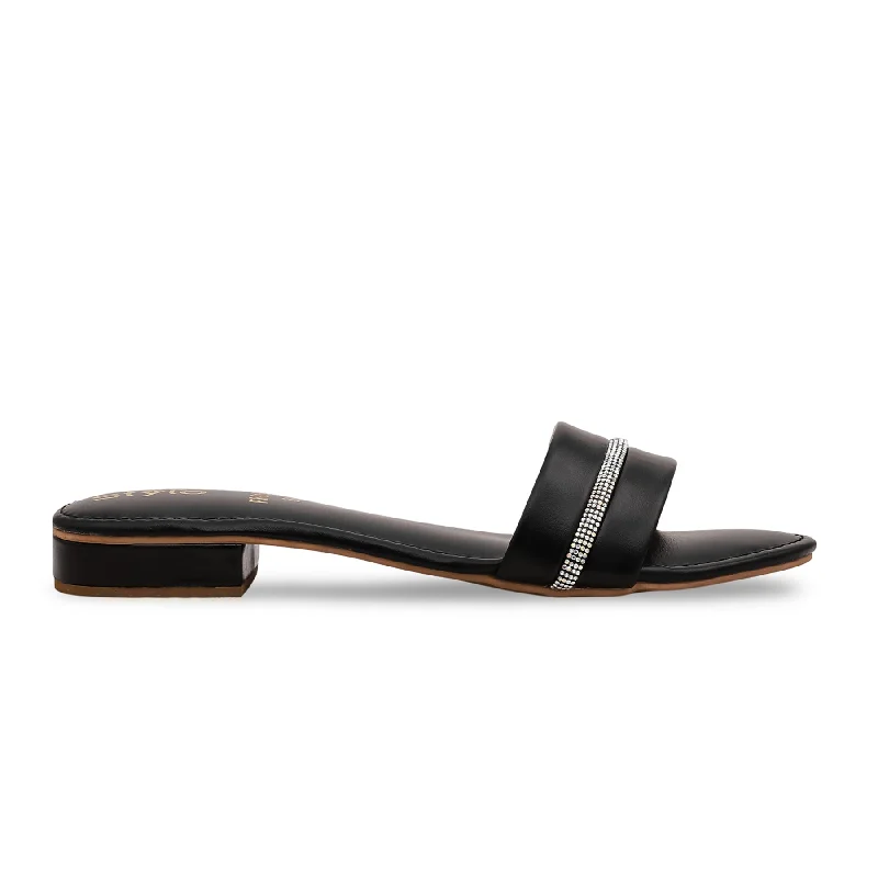 Men's slippers with a soft, flexible sole Black Formal Slipper FR8161