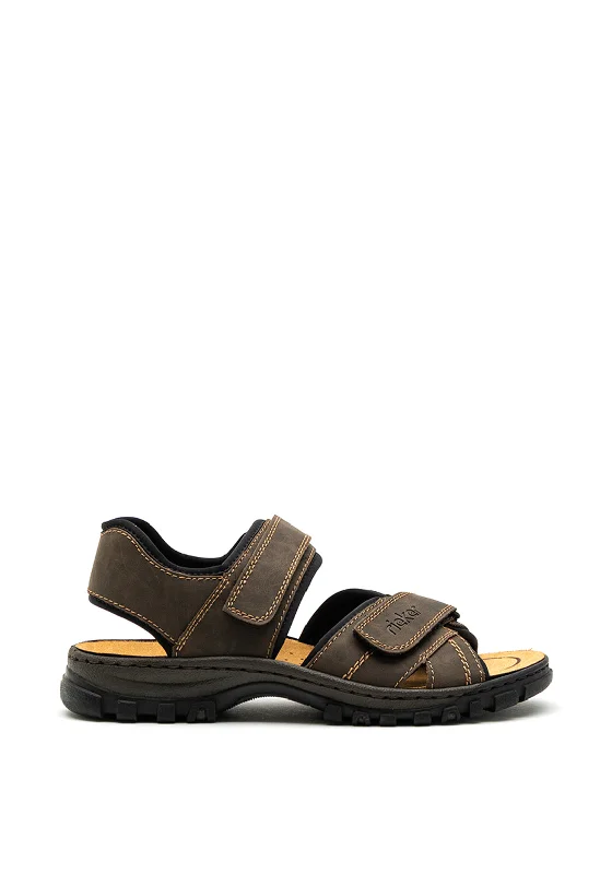Men's casual shoes with a low - profile design Rieker Mens Velcro Sandal, Brown