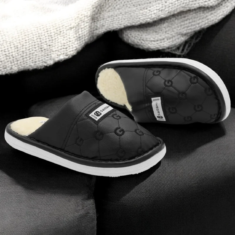 Men's slippers with a removable insole for cleaning M0423 leather shoes