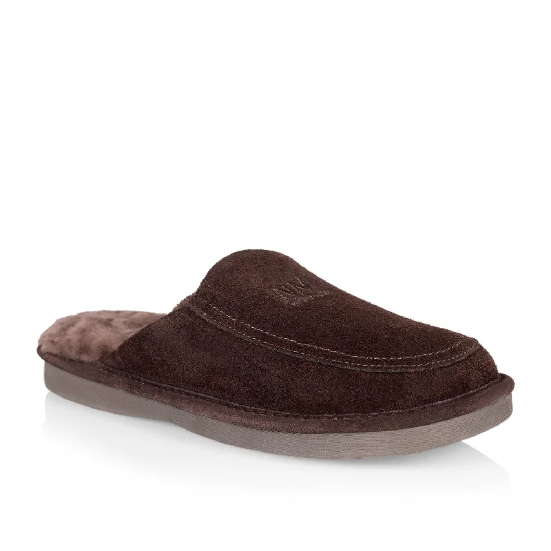 Men's slippers with a wool blend upper for warmth Todd men's slipper (Brown)