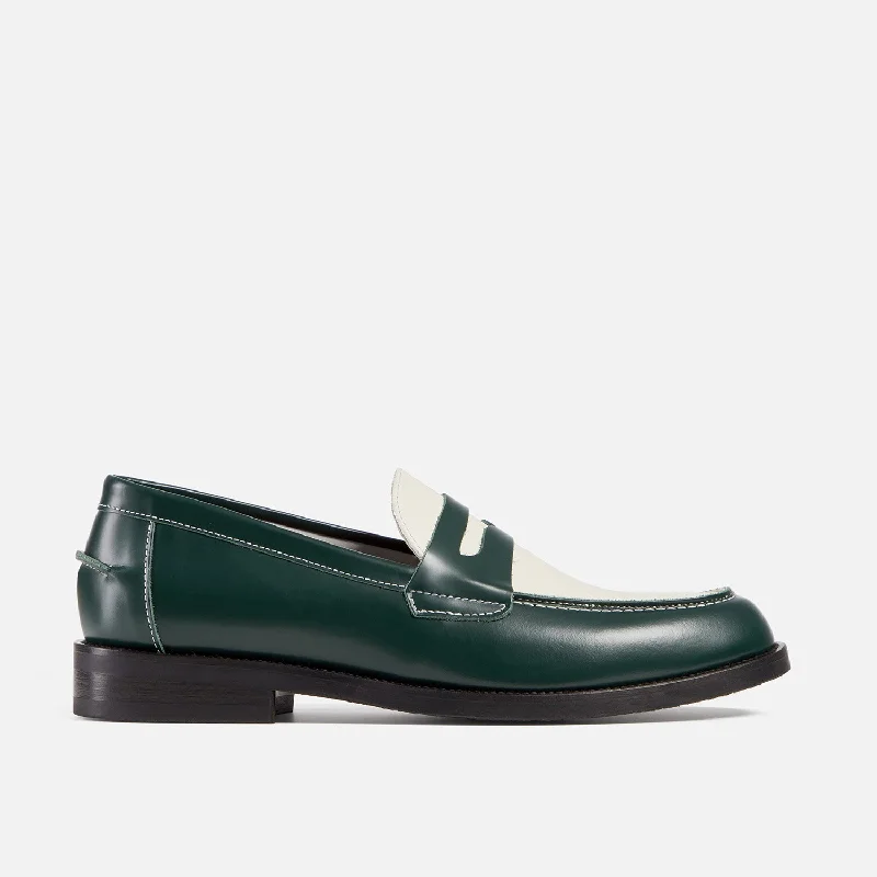 Men's loafers with a moc - toe design Men's loafers with a moc - toe design Wilde Forest + White Penny Loafer - Men's Men's loafers with a moc - toe design Men's loafers with a moc - toe design Wilde Forest + White Penny Loafer - Men's