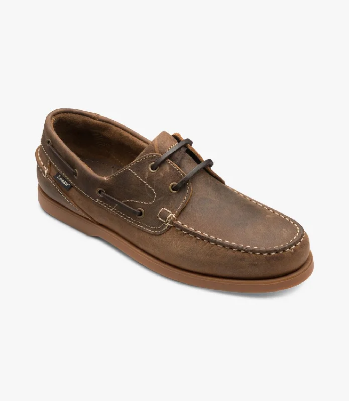 Men's casual shoes with a low - profile design LOAKE Lymington - Lace up Moccasin shoe- Brown Oiled Nubuck Men's casual shoes with a low - profile design LOAKE Lymington - Lace up Moccasin shoe- Brown Oiled Nubuck