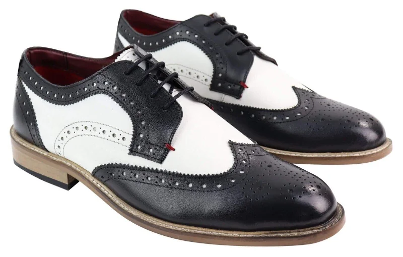 Men's formal shoes with a wingtip design Men's formal shoes with a wingtip design Mens Classic Oxford Brogue Gatsby Shoes in Black/White Leather Men's formal shoes with a wingtip design Men's formal shoes with a wingtip design Mens Classic Oxford Brogue Gatsby Shoes in Black/White Leather
