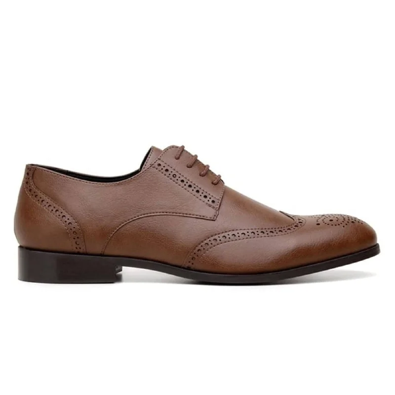 Men's formal shoes with a contrast stitching detail Men's formal shoes with a contrast stitching detail 'Elias' men's vegan wingtip shoe by Ahimsa - cognac Men's formal shoes with a contrast stitching detail Men's formal shoes with a contrast stitching detail 'Elias' men's vegan wingtip shoe by Ahimsa - cognac