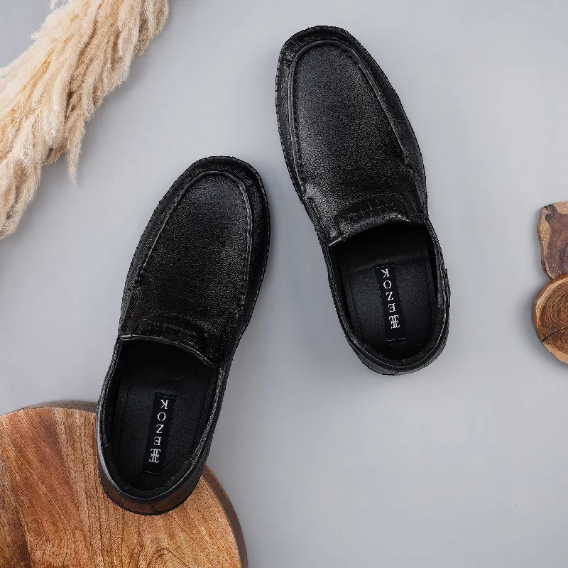 Men's casual sneakers with a mesh upper Ezok Men Black Casual Leather Shoes For Men Men's casual sneakers with a mesh upper Ezok Men Black Casual Leather Shoes For Men