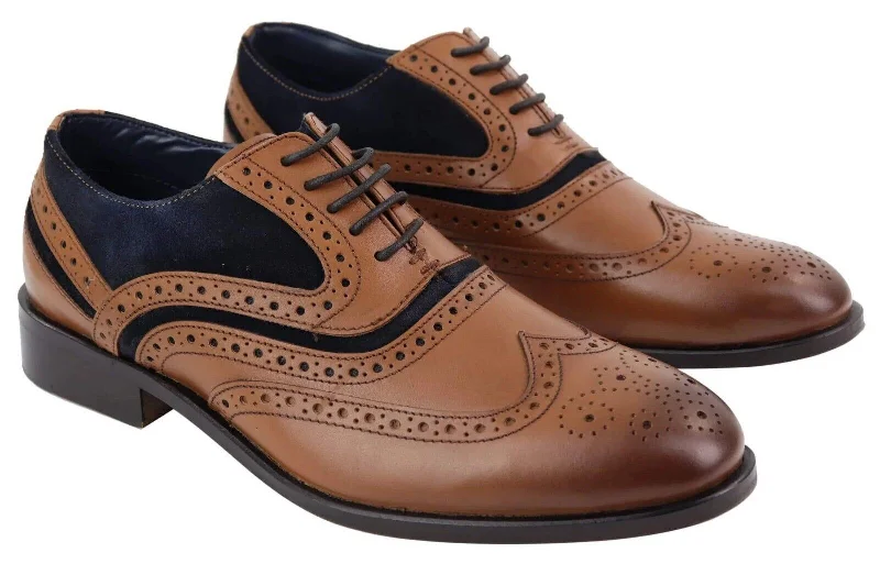 Men's formal shoes with a contrast stitching detail Men's formal shoes with a contrast stitching detail Mens Retro Oxford Navy Suede Brogue Shoes in Tan Leather Men's formal shoes with a contrast stitching detail Men's formal shoes with a contrast stitching detail Mens Retro Oxford Navy Suede Brogue Shoes in Tan Leather