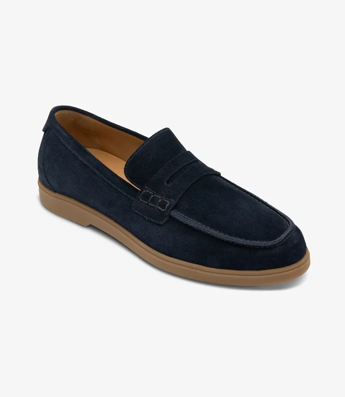 Men's casual sneakers with a mesh upper LOAKE Lucca Loafer Shoe - Navy Suede