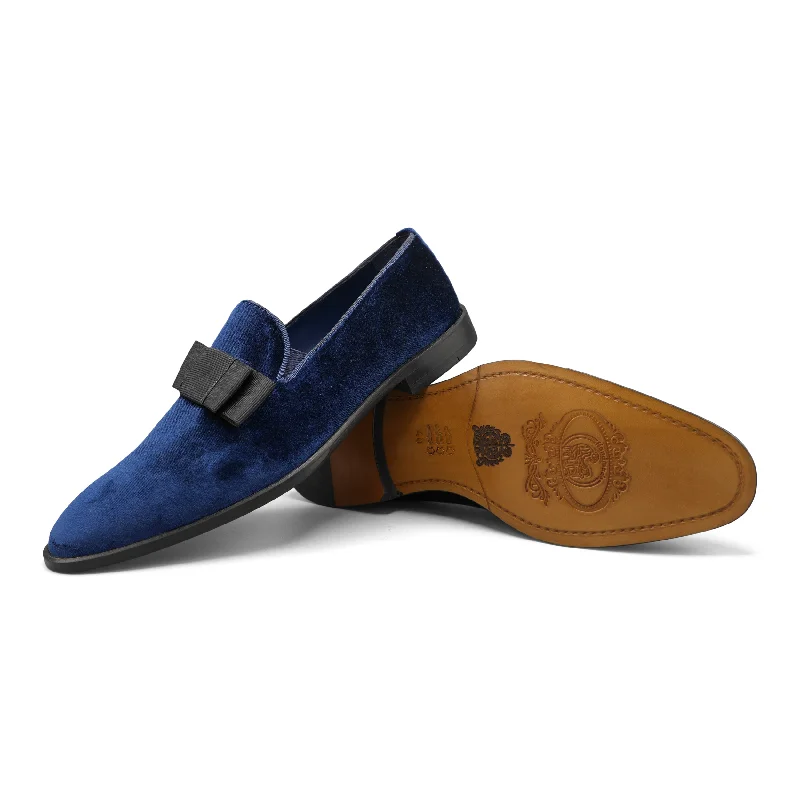 Men's formal shoes with a double monk strap 6518 - Prussian Blue Velvet Opera Bow Slipper Men's formal shoes with a double monk strap 6518 - Prussian Blue Velvet Opera Bow Slipper