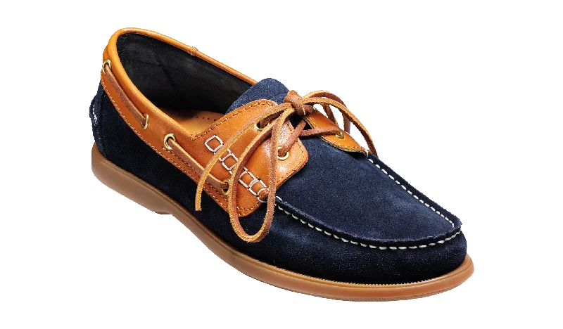 Men's casual shoes with a soft insole for cushioning Barker Wallis Moccasin Shoe - Navy Suede/Cedar Men's casual shoes with a soft insole for cushioning Barker Wallis Moccasin Shoe - Navy Suede/Cedar