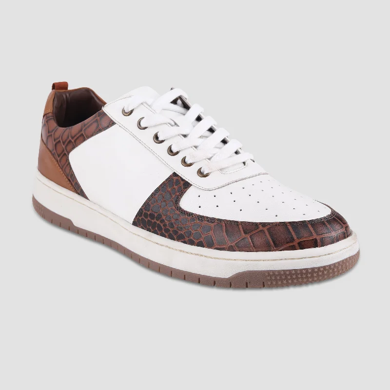 Men's casual shoes with a geometric pattern Ezok Leather Casual Shoes For Men