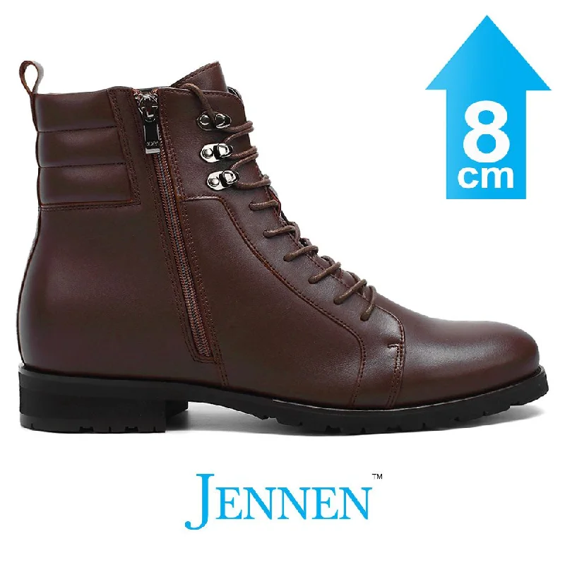 Men's casual shoes with a metallic trim Mr. Abela 8cm | 3.2 inches Brown Stylish Elevator Leather Boots Men's casual shoes with a metallic trim Mr. Abela 8cm | 3.2 inches Brown Stylish Elevator Leather Boots