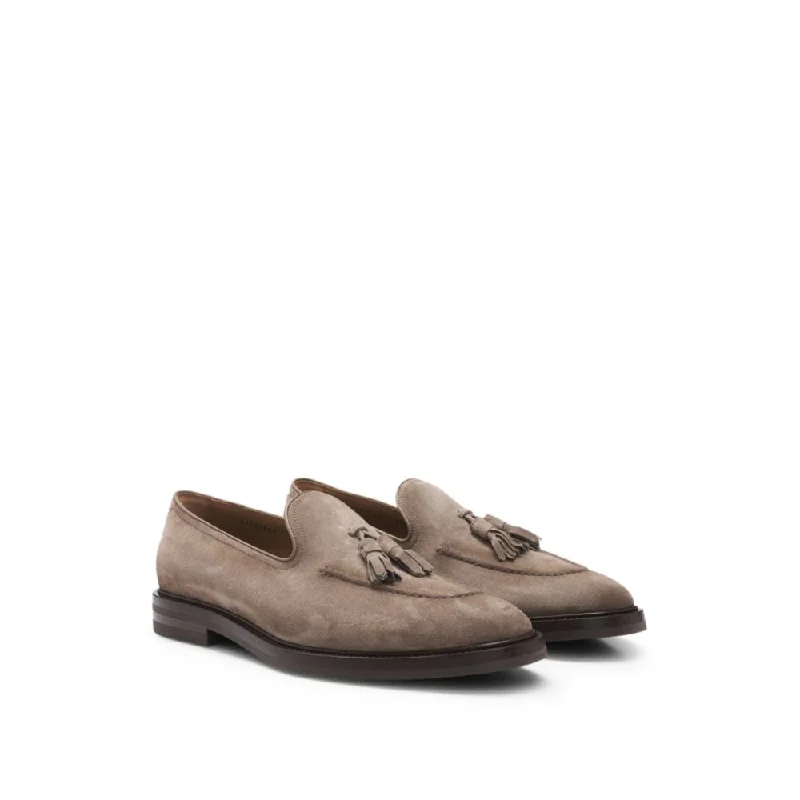 Men's formal shoes with a buckle closure Suede loafers with tassel trim