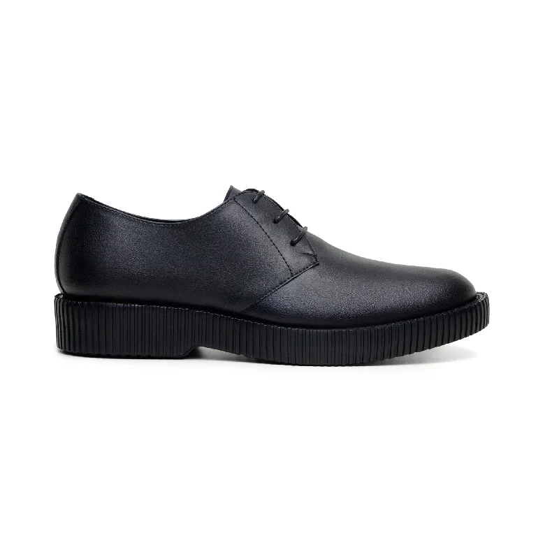Men's leather formal Oxford shoes with a cap toe Men's leather formal Oxford shoes with a cap toe 'Rogerio' men's creeper sole derby in vegan leather by Zette Shoes - black Men's leather formal Oxford shoes with a cap toe Men's leather formal Oxford shoes with a cap toe 'Rogerio' men's creeper sole derby in vegan leather by Zette Shoes - black