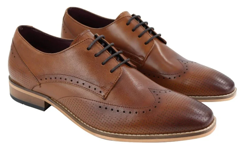 Men's formal shoes with a padded insole for comfort Men's formal shoes with a padded insole for comfort Mens Classic Oxford Brogue Shoes in Perforated Tan Leather