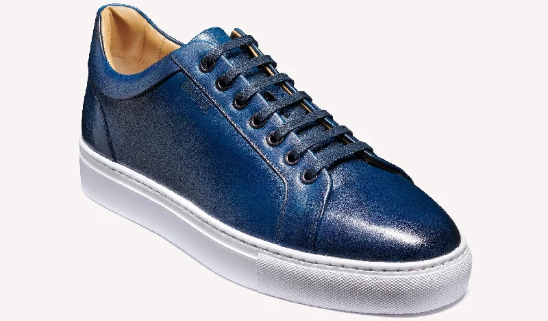 Men's casual shoes with a low - profile design Barker Sam Sneaker - Navy Hand Painted Men's casual shoes with a low - profile design Barker Sam Sneaker - Navy Hand Painted