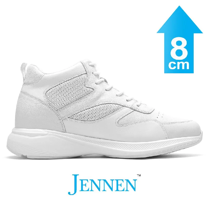 Men's casual shoes with a floral print for a unique style Mr. Pippen 8cm | 3.2 inches Classic White Leather Casual Elevator Sneakers Men's casual shoes with a floral print for a unique style Mr. Pippen 8cm | 3.2 inches Classic White Leather Casual Elevator Sneakers