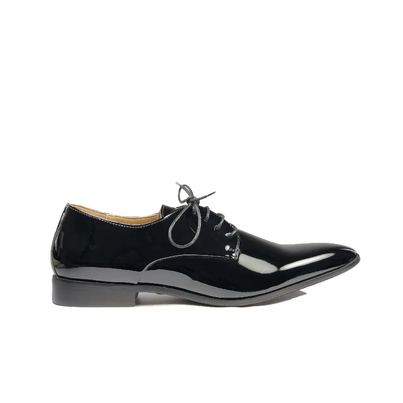 Men's formal shoes with a buckle closure Men's formal shoes with a buckle closure 'Nero' Men's Vegan Derby Shoe by Zette Shoes - Black Patent