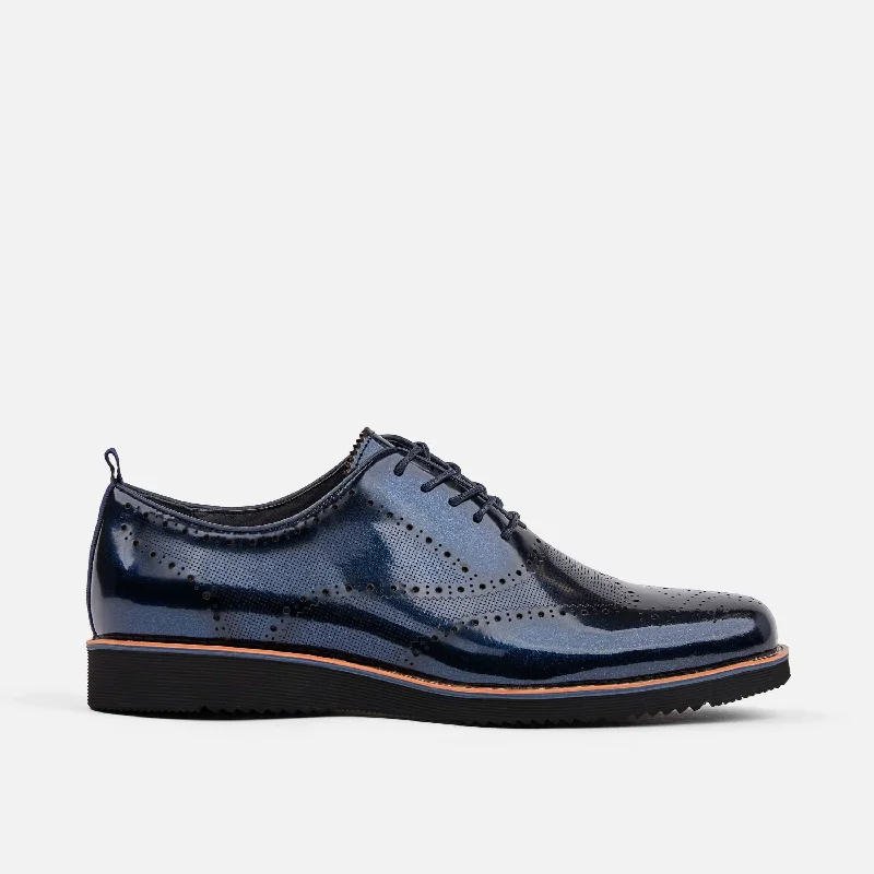 Men's formal shoes with a padded insole for comfort Men's formal shoes with a padded insole for comfort Oscar Navy Patent Leather Wholecut Brogue Sneakers (Black Sole) Men's formal shoes with a padded insole for comfort Men's formal shoes with a padded insole for comfort Oscar Navy Patent Leather Wholecut Brogue Sneakers (Black Sole)