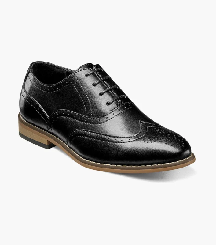 Men's leather formal Oxford shoes with a cap toe Men's leather formal Oxford shoes with a cap toe BOYS DUNBAR Wingtip Oxford - Black Men's leather formal Oxford shoes with a cap toe Men's leather formal Oxford shoes with a cap toe BOYS DUNBAR Wingtip Oxford - Black