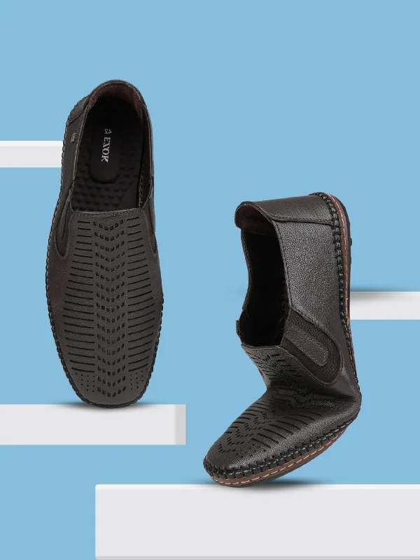 Men's casual shoes with a thick sole for added height Ezok Brown Leather Slip on Casual Shoes Men's casual shoes with a thick sole for added height Ezok Brown Leather Slip on Casual Shoes
