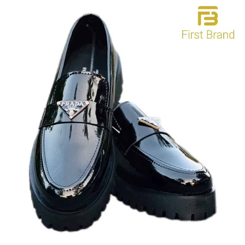 Men's casual shoes with a geometric pattern C010-Prada Black