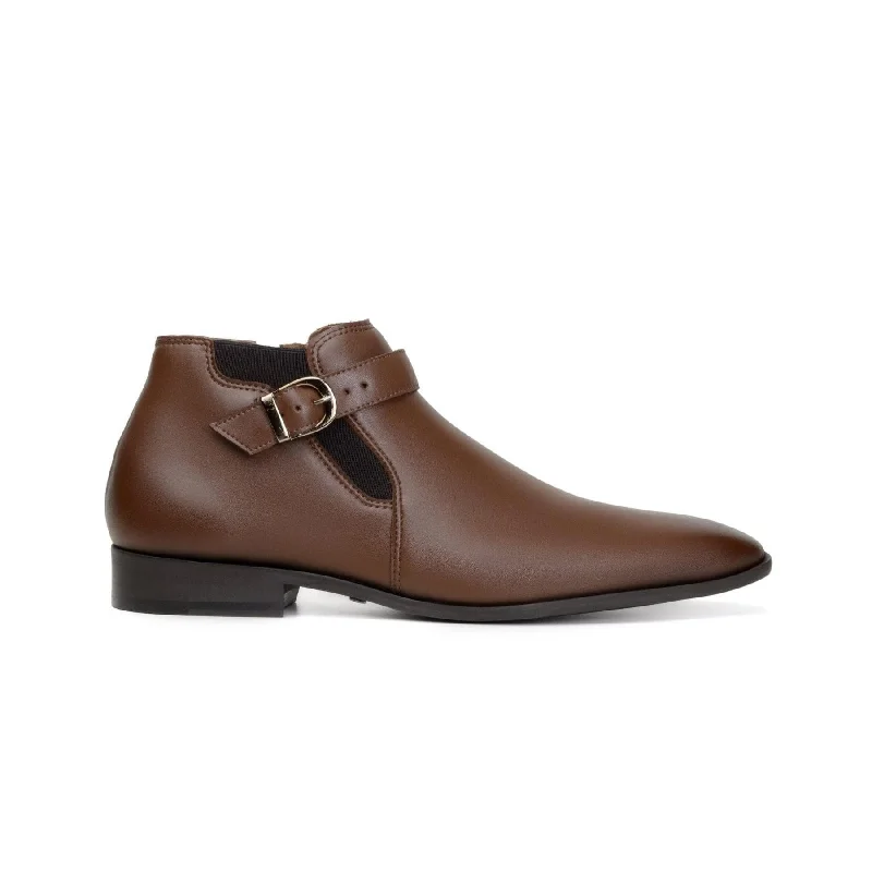 Men's formal shoes with a leather lining for breathability Men's formal shoes with a leather lining for breathability 'Archer' men's cognac vegan-leather boot by Zette Shoes Men's formal shoes with a leather lining for breathability Men's formal shoes with a leather lining for breathability 'Archer' men's cognac vegan-leather boot by Zette Shoes