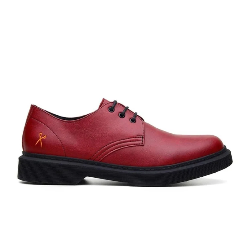 Men's formal shoes with a contrast stitching detail Men's formal shoes with a contrast stitching detail 'Derby UK 2' vegan lace-up shoe by King55 - red Men's formal shoes with a contrast stitching detail Men's formal shoes with a contrast stitching detail 'Derby UK 2' vegan lace-up shoe by King55 - red