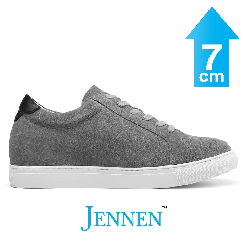 Men's casual shoes with a padded heel for comfort Mr. Banksy Grey 7cm | 2.8 inches Taller Suede Sneakers with Lifts for Men Men's casual shoes with a padded heel for comfort Mr. Banksy Grey 7cm | 2.8 inches Taller Suede Sneakers with Lifts for Men