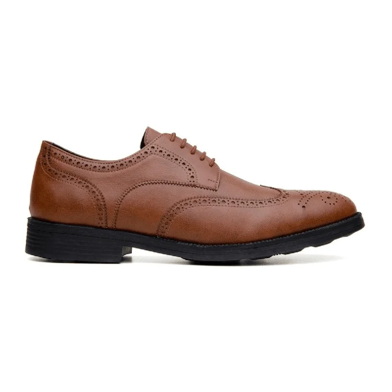 Men's formal shoes with a rubber heel cap for durability Men's formal shoes with a rubber heel cap for durability 'Viterbo' classic wing-tip vegan leather by Vincente Verde - cognac Men's formal shoes with a rubber heel cap for durability Men's formal shoes with a rubber heel cap for durability 'Viterbo' classic wing-tip vegan leather by Vincente Verde - cognac