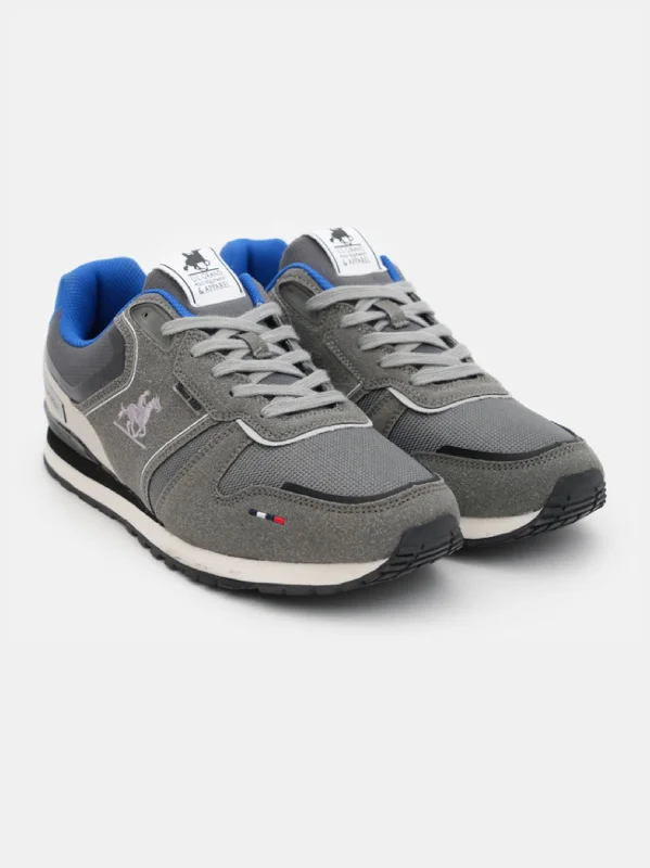 Men's casual shoes with a logo patch on the tongue Men's Brand Logo Embroidered Sneakers,Grey Men's casual shoes with a logo patch on the tongue Men's Brand Logo Embroidered Sneakers,Grey