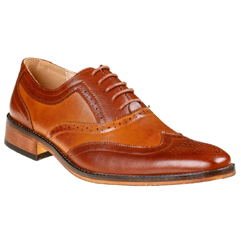 Men's formal shoes with a contrast stitching detail Men's formal shoes with a contrast stitching detail Gino Vitale Men's Two Tone Wing Tip Oxford Dress Shoes