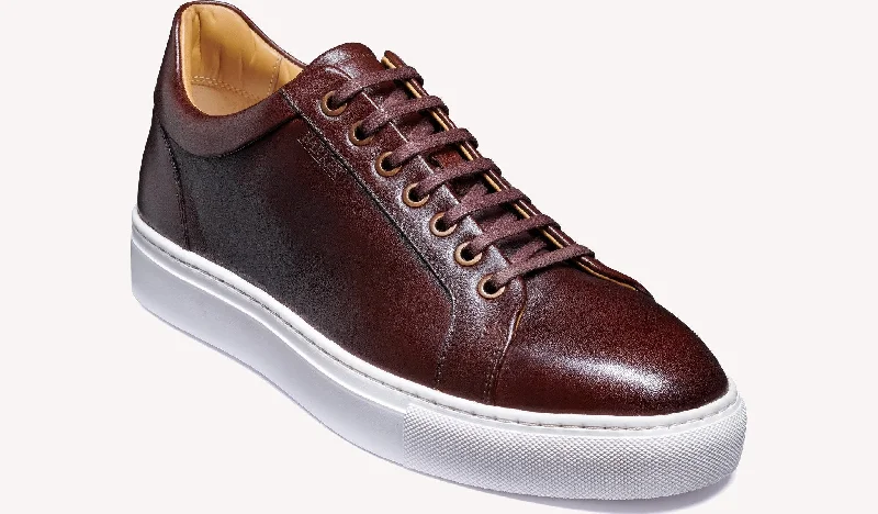 Men's casual shoes with a floral print for a unique style Barker Sam Sneaker - Chestnut Hand Painted Men's casual shoes with a floral print for a unique style Barker Sam Sneaker - Chestnut Hand Painted