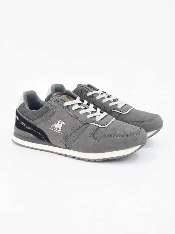 Men's casual shoes with a low - profile design Men's Brand Logo Embroidered Sneakers,Grey Men's casual shoes with a low - profile design Men's Brand Logo Embroidered Sneakers,Grey