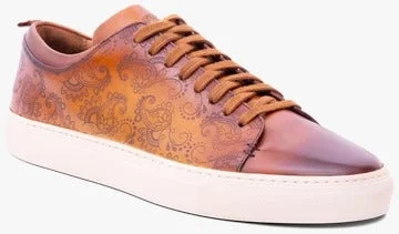 Men's casual shoes with a thick sole for added height Barker Paisley Sneakers - Cedar Hand Painted Men's casual shoes with a thick sole for added height Barker Paisley Sneakers - Cedar Hand Painted