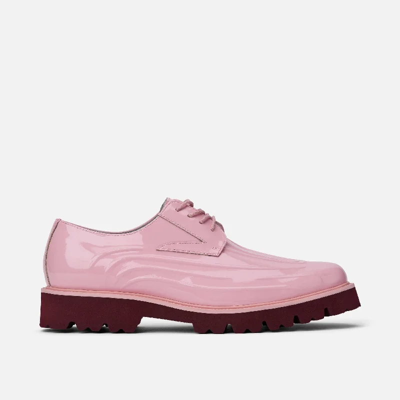 Men's formal shoes with a polished shine Men's formal shoes with a polished shine Jayden Pink Patent Leather Lug Sole Derby Shoes Men's formal shoes with a polished shine Men's formal shoes with a polished shine Jayden Pink Patent Leather Lug Sole Derby Shoes