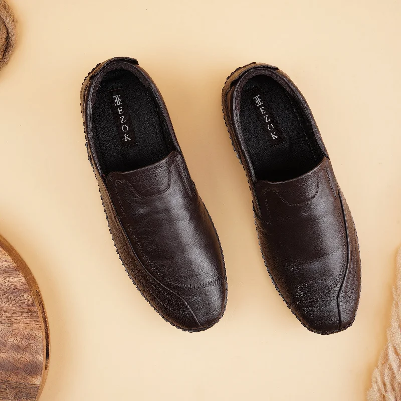 Men's casual shoes with a low - profile design Ezok Men Brown Casual Leather Shoes For Men Men's casual shoes with a low - profile design Ezok Men Brown Casual Leather Shoes For Men