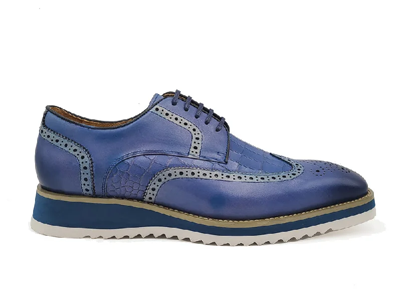 Men's formal shoes with a contrast stitching detail Men's formal shoes with a contrast stitching detail Carrucci KS515-35 Gorgeous Lace-up Oxford - Blue Men's formal shoes with a contrast stitching detail Men's formal shoes with a contrast stitching detail Carrucci KS515-35 Gorgeous Lace-up Oxford - Blue
