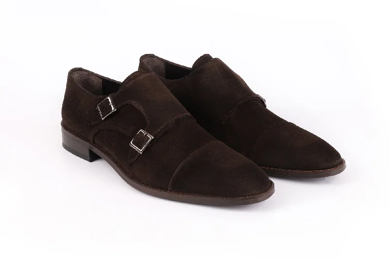 Men's formal shoes with a leather sole and heel Men's formal shoes with a leather sole and heel Mico Cap Toe Suede Double Monk Men's formal shoes with a leather sole and heel Men's formal shoes with a leather sole and heel Mico Cap Toe Suede Double Monk