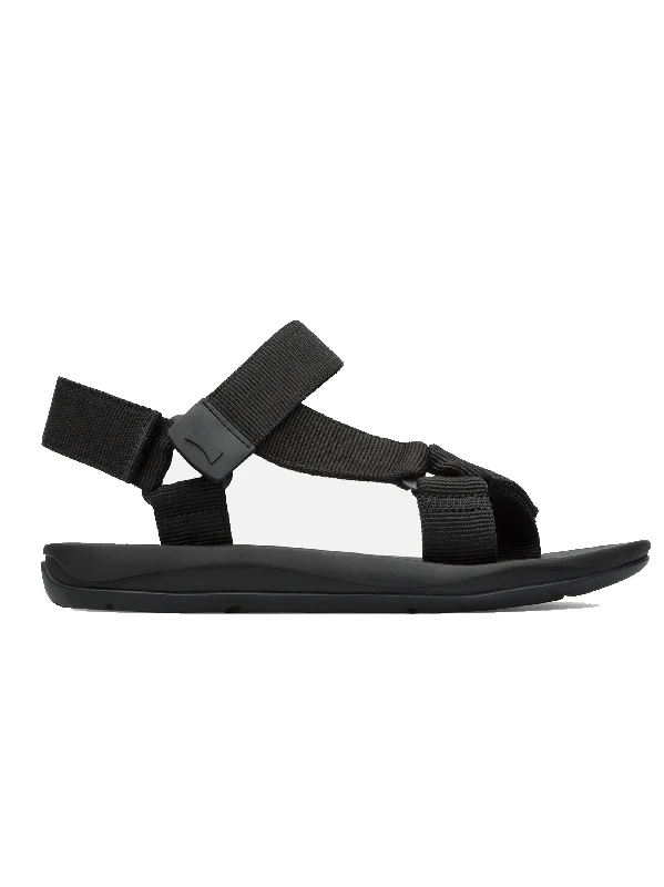 Men's casual shoes with a logo patch on the tongue Men's Plain Sandals,Black