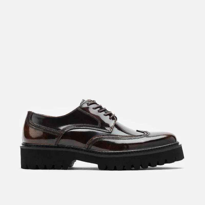 Men's formal shoes with a leather sole and heel Men's formal shoes with a leather sole and heel Ronan Chocolate Patent Leather Lug Wingtip Shoes Men's formal shoes with a leather sole and heel Men's formal shoes with a leather sole and heel Ronan Chocolate Patent Leather Lug Wingtip Shoes