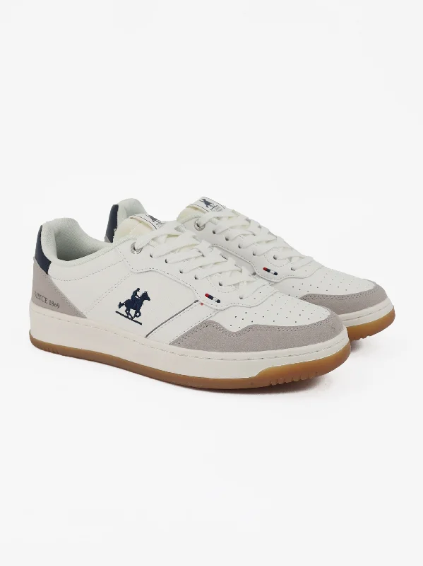Men's casual shoes with a soft insole for cushioning Men's Brand Logo Embroidered Sneakers,White Men's casual shoes with a soft insole for cushioning Men's Brand Logo Embroidered Sneakers,White