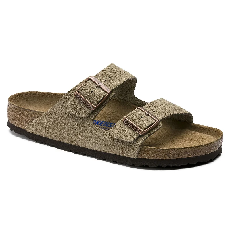 Men's sandals with a rubber sole for tractionBirkenstock Arizona Taupe Suede Soft Footbed Men's sandals with a rubber sole for tractionBirkenstock Arizona Taupe Suede Soft Footbed